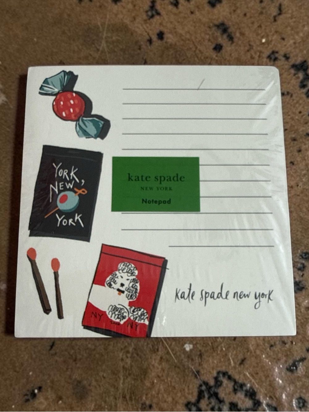 kate spade White Lined Notepad with Red and Green Accents